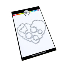 Load image into Gallery viewer, Catherine Pooler - Stamp & Die Set - Hearts Aflutter. Set someone's heart aflutter with this beautiful stamp set and coordinating dies! The Hearts Aflutter Stamps features a large, line-art heart made of flowers and a butterfly. Available at Embellish Away located in Bowmanville Ontario Canada
