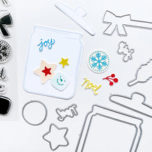 Load image into Gallery viewer, Catherine Pooler - Stamp & Die Set - Jar Full of Joy. Fill your holiday cookie jar with joy! Use the Jar Full of Joy Stamp Set and Coordinating Dies to create your own holiday decor cards! Fill the jar or turn it into a shaker card. Available at Embellish Away located in Bowmanville Ontario Canada.