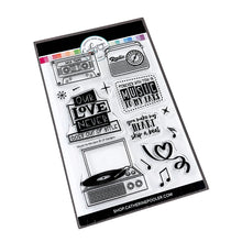 Load image into Gallery viewer, Catherine Pooler - Stamp & Die Set - Music to My Ears. Music to My Ears Stamp Set and the coordinating Dies is an adorable line-art stamp set featuring these images and retro illustrated sentiments. Available at Embellish Away located in Bowmanville Ontario Canada.