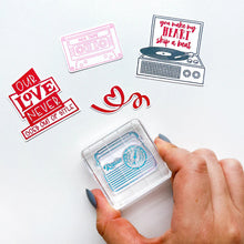 Load image into Gallery viewer, Catherine Pooler - Stamp & Die Set - Music to My Ears. Music to My Ears Stamp Set and the coordinating Dies is an adorable line-art stamp set featuring these images and retro illustrated sentiments. Available at Embellish Away located in Bowmanville Ontario Canada.