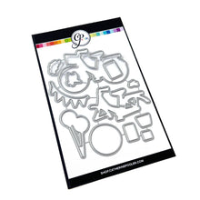 Load image into Gallery viewer, Catherine Pooler - Stamp & Die Set - Pedaling By. Featuring a birthday bike with tons of fun decorations. Decorate with the gifts, balloons and bunting. There's also a basket that can be filled with flowers or a kitty to take along or the ride! Available at Embellish Away located in Bowmanville Ontario Canada.