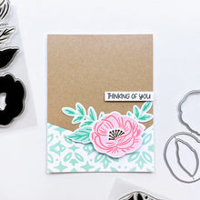 Load image into Gallery viewer, Catherine Pooler - Stamp & Die Set - Perfect Peonies. Don't you love a sophisticated floral? The Perfect Peonies Stamp & Die Set is a gorgeous, floral layering set. Available at Embellish Away located in Bowmanville Ontario Canada. Example by brand ambassador.