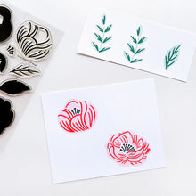Load image into Gallery viewer, Catherine Pooler - Stamp & Die Set - Perfect Peonies. Don't you love a sophisticated floral? The Perfect Peonies Stamp & Die Set is a gorgeous, floral layering set. Available at Embellish Away located in Bowmanville Ontario Canada. Example by brand ambassador.