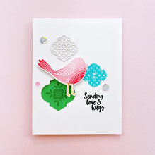 Load image into Gallery viewer, Catherine Pooler - Stamp & Die Set - Quilted Birds. Who wouldn't love the sweet birds in the Quilted Birds Set? This set of patterned birds and flower stamps is perfect for any occasion. Available at Embellish Away located in Bowmanville Ontario Canada Example by brand ambassador.