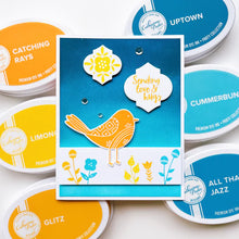 Load image into Gallery viewer, Catherine Pooler - Stamp & Die Set - Quilted Birds. Who wouldn't love the sweet birds in the Quilted Birds Set? This set of patterned birds and flower stamps is perfect for any occasion. Available at Embellish Away located in Bowmanville Ontario Canada Example by brand ambassador.