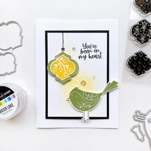 Load image into Gallery viewer, Catherine Pooler - Stamp & Die Set - Quilted Birds. Who wouldn't love the sweet birds in the Quilted Birds Set? This set of patterned birds and flower stamps is perfect for any occasion. Available at Embellish Away located in Bowmanville Ontario Canada Example by brand ambassador.