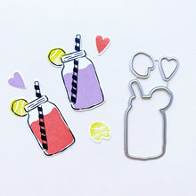 Load image into Gallery viewer, Catherine Pooler - Stamp & Die Set - Serving LOVE. Serve up some love in the form of a cold, court-side beverage with this adorable set. The Serving LOVE Stamp Set features a classic jar style drink complete with tennis ball garnish and striped straw! Available at Embellish Away located in Bowmanville Ontario Canada.