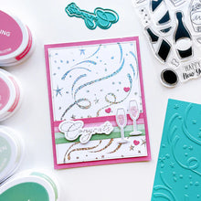 Load image into Gallery viewer, Catherine Pooler - Stamp & Die Set - This Calls for Champagne. Time to celebrate and pop the bubbly! The This Calls for Champagne Stamp Set and Coordinating Dies are ready for a party any time of year. Available at Embellish Away located in Bowmanville Ontario Canada Example by brand ambassador.