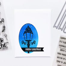 Load image into Gallery viewer, Catherine Pooler - Stamp & Die Set - Warm & Bright. Light glowing works of art, lamps and lanterns are a classic icon of warmth and home. Features these images with candles and greenery to "decorate" them for the winter season. Available at Embellish Away located in Bowmanville Ontario Canada. Example by brand ambassador.