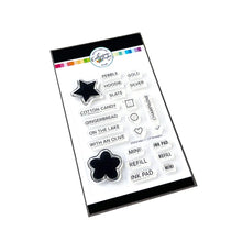 Load image into Gallery viewer, Catherine Pooler - Stamps - 2023 Colors. Label your swatches and get organized with the 2023 Colors Stamp Set. This set includes each of the new colors released in 2023 as an individual stamp. There is also a fun flower, star and other check boxes that you can use for cute labeling options. Available at Embellish Away located in Bowmanville Ontario Canada.