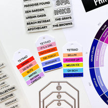 Load image into Gallery viewer, Catherine Pooler - Stamps - Party Colors. Updated to include the new 2023 Colors! Label your swatches and get organized with the Party Colors Stamp Set. This set includes each of the Party Color Ink Names as an individual stamp. Available at Embellish Away located in Bowmanville Ontario Canada. Example by brand ambassador.