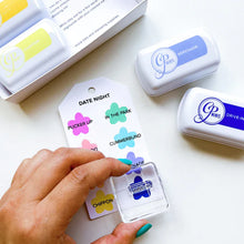 Load image into Gallery viewer, Catherine Pooler - Stamps - Party Colors. Updated to include the new 2023 Colors! Label your swatches and get organized with the Party Colors Stamp Set. This set includes each of the Party Color Ink Names as an individual stamp. Available at Embellish Away located in Bowmanville Ontario Canada. Example by brand ambassador.