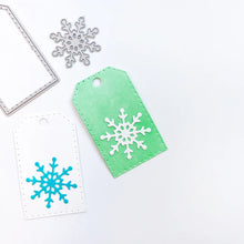 Load image into Gallery viewer, Catherine Pooler - Tag Die - Snowflake. This gift tag features a dotted edge pattern and additional snowflake die. Cut the snowflake from the tag or cut and paste it on for cards, projects and more! Available at Embellish Away located in Bowmanville Ontario Canada. Example by brand ambassador.