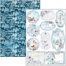 Load image into Gallery viewer, Ciao Bella - Creative Pad A4 9/Pkg - Winter Journey. With beautiful snowy images the Winter Journey collection has a cool color palette of ice blue and white perfect for your Winter projects and greeting cards. Available at Embellish Away located in Bowmanville Ontario Canada