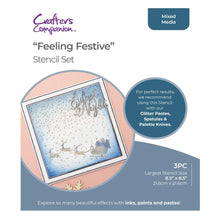 Charger l'image dans la galerie, Crafter's Companion - Stencil Set - Feeling Festive. We've got four festive themed stencils designed especially for use with the glitter pastes. Each stencil features three themed stencils, a background stencil, a border stencil, and a focal/icon stencil Available at Embellish Away located in Bowmanville Ontario Canada