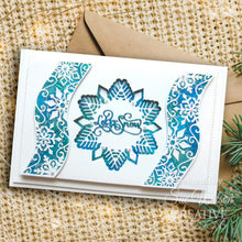 Load image into Gallery viewer, Creative Expressions - Craft Dies By Sue Wilson - Festive Snowflake - Ribbon Wave. This Festive Snowflake Ribbon Wave is a gorgeous die set that will be a great addition to your festive paper craft stash. Available at Embellish Away located in Bowmanville Ontario Canada. Card example by Sue Wilson.