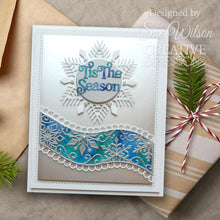 Load image into Gallery viewer, Creative Expressions - Craft Dies By Sue Wilson - Festive Snowflake - Ribbon Wave. This Festive Snowflake Ribbon Wave is a gorgeous die set that will be a great addition to your festive paper craft stash. Available at Embellish Away located in Bowmanville Ontario Canada. Card example by Sue Wilson.