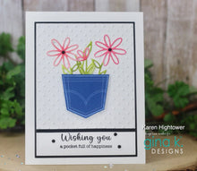 Load image into Gallery viewer, Gina K. Designs - Dies - Playful Posies. Gina K Designs wafer thin metal-etched dies are the highest quality available for your paper crafting projects. Available at Embellish Away located in Bowmanville Ontario Canada. Card example by Karen Hightower.