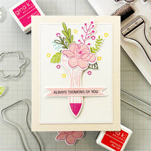 गैलरी व्यूवर में इमेज लोड करें, Gina K. Designs - Stamp & Die Set - Always Thinking of You. Always Thinking of You is a stamp set by Lisa Hetrick. This set is made of premium clear photopolymer and measures 6" X 8". Made in the USA. Available at Embellish Away located in Bowmanville Ontario Canada. Examples for personal use by Lisa Hetrick.