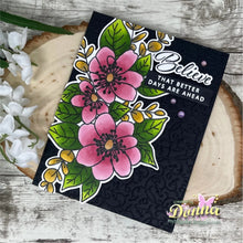 Charger l'image dans la galerie, Gina K. Designs - Stamp & Die Set - Believe in Miracles. Believe in Miracles is a set by Arjita Singh. This set is made of premium clear photopolymer and measures 6" X 8". Made in the USA. Available at Embellish Away located in Bowmanville Ontario Canada. Example by brand ambassador.