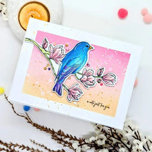 Load image into Gallery viewer, Gina K. Designs - Stamp & Die Set - Birds and Magnolias. Birds and Magnolias is a set by Hannah Drapinski. This set is made of premium clear photopolymer and measures 6" X 8". Made in the USA. Available at Embellish Away located in Bowmanville Ontario Canada. Card by brand ambassador.