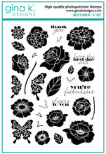 Load image into Gallery viewer, Gina K. Designs - Stamp & Die Set - Bold Flowers. Bold Flowers is the newest collection of big blooms from Melanie Muenchinger, perfect for all your inky techniques! Available at Embellish Away located in Bowmanville Ontario Canada.
