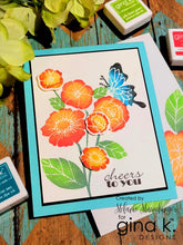 Load image into Gallery viewer, Gina K. Designs - Stamp & Die Set - Bold Flowers. Bold Flowers is the newest collection of big blooms from Melanie Muenchinger, perfect for all your inky techniques! Available at Embellish Away located in Bowmanville Ontario Canada. Example by brand ambassador.