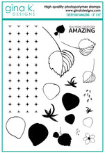Cargar imagen en el visor de la galería, Gina K. Designs - Stamp & Die Set - Every Day Amazing. Every Day Amazing is a stamp set by Lisa Hetrick. This set is made of premium clear photopolymer and measures 6" X 8". Made in the USA. Available at Embellish Away located in Bowmanville Ontario Canada.