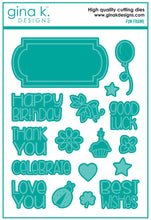 Cargar imagen en el visor de la galería, Gina K. Designs - Stamp & Die Set - Fun Frame. Fun Frame is a stamp & die set by Beth Silika. This set is made of premium clear photopolymer and measures 6" X 8". Some features include: Good Luck, Thank You, Best Wishes, Cupcake, Lady Bug. Available at Embellish Away located in Bowmanville Ontario Canada.