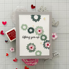Load image into Gallery viewer, Gina K. Designs - Stamp & Die Set - Lift Me Up. Lift Me Up is a set by Lisa Hetrick. This set is made of premium clear photopolymer and measures 6" X 8". These wafer thin metal-etched dies are the highest quality for your paper crafting projects. Available at Embellish Away located in Bowmanville Ontario Canada. examples by Lisa Hetrick.