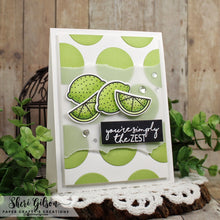 Cargar imagen en el visor de la galería, Gina K. Designs - Stamp & Die Set - More Fun Fruit. More Fun Fruit is a stamp & die set by Beth Silika. This set is made of premium clear photopolymer and measures 6" X 8". Made in the USA. Made in the USA. Available at Embellish Away located in Bowmanville Ontario Canada. Example by brand ambassador.