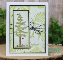 Cargar imagen en el visor de la galería, Gina K. Designs - Stamp & Die Set - Nature Walk. Nature Walk is a stamp set by Hannah Drapinski. This set is made of premium clear photopolymer and measures 6" X 8". Made in the USA. Available at Embellish Away located in Bowmanville Ontario Canada. Example by brand ambassador.
