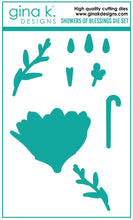 Cargar imagen en el visor de la galería, Gina K. Designs - Stamp & Die Set - Showers Of Blessings. Showers of Blessings is a stamp and die set by Lisa Hetrick. This set is made of premium clear photopolymer and measures 6" X 8". Available at Embellish Away located in Bowmanville Ontario Canada.