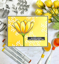 Cargar imagen en el visor de la galería, Gina K. Designs - Stamp & Die Set - Showers Of Blessings. Showers of Blessings is a stamp and die set by Lisa Hetrick. This set is made of premium clear photopolymer and measures 6" X 8". Available at Embellish Away located in Bowmanville Ontario Canada. Example by Lisa Hetrick.