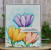 Cargar imagen en el visor de la galería, Gina K. Designs - Stamp & Die Set - Showers Of Blessings. Showers of Blessings is a stamp and die set by Lisa Hetrick. This set is made of premium clear photopolymer and measures 6" X 8". Available at Embellish Away located in Bowmanville Ontario Canada. Example by Karen Hightower