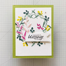 Cargar imagen en el visor de la galería, Gina K. Designs - Stamp & Die Set - Showers Of Blessings. Showers of Blessings is a stamp and die set by Lisa Hetrick. This set is made of premium clear photopolymer and measures 6" X 8". Available at Embellish Away located in Bowmanville Ontario Canada. Example by Lisa Hetrick.