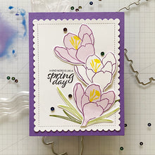 Cargar imagen en el visor de la galería, Gina K. Designs - Stamp & Die Set - Spring in Bloom. Spring in Bloom is a stamp set by Lisa Hetrick. This set is made of premium clear photopolymer and measures 6" X 8". Made in the USA. Available at Embellish Away located in Bowmanville Ontario Canada. Examples by Lisa Hetrick.
