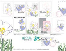 Cargar imagen en el visor de la galería, Gina K. Designs - Stamp & Die Set - Spring in Bloom. Spring in Bloom is a stamp set by Lisa Hetrick. This set is made of premium clear photopolymer and measures 6" X 8". Made in the USA. Available at Embellish Away located in Bowmanville Ontario Canada. Examples by Lisa Hetrick.