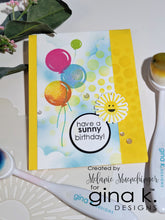 Load image into Gallery viewer, Gina K. Designs - Stamp & Die Set - Sunny Days. Sunny Days are ahead with Melanie Muenchinger’s newest set, full of sunglasses, facial features, and round elements for stamping in the frames. Available at Embellish Away located in Bowmanville Ontario Canada. Example by brand ambassador.