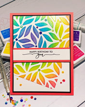 Load image into Gallery viewer, Gina K. Designs - Stencil - Thick Brush. Gina K. Designs Art Screens can be used with ink, sprays, pastes, and gels to create beautiful backgrounds and images. Layer stencils together for more options. Wash with soap and warm water. Pat dry. Available at Embellish Away located in Bowmanville Ontario Canada. Example by brand ambassador.