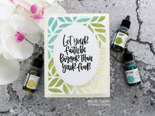 Load image into Gallery viewer, Gina K. Designs - Stencil - Thick Brush. Gina K. Designs Art Screens can be used with ink, sprays, pastes, and gels to create beautiful backgrounds and images. Layer stencils together for more options. Wash with soap and warm water. Pat dry. Available at Embellish Away located in Bowmanville Ontario Canada. Example by brand ambassador.