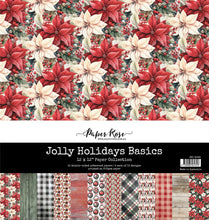 Load image into Gallery viewer, Paper Rose Studio - Basics 12x12 Paper Collection - Jolly Holidays. Traditional Christmas images: poinsettias, plaids, festive baubles, delicious treats, cardinals, polar bears and penguins. Perfect for creating beautiful and festive holiday crafts. Available at Embellish Away located in Bowmanville Ontario Canada.