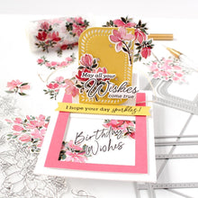 Load image into Gallery viewer, Pinkfresh Studio - Die Set - A2 Slider. 3 piece die set designed to create an interactive card base. Included in the die set are all the pieces needed to create an A2 sized card with an interactive slider function. Available at Embellish Away located in Bowmanville Ontario Canada. Example by brand ambassador.