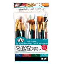 Load image into Gallery viewer, Royal & Langnickel® - Artist Brush Value Pack - 25/Pkg. Royal Artist Brush value packs are ideal for the beginning artist or the classroom. A variety of hair types and unique large brush heads are perfect for many mediums and large scale paintings. Available at Embellish Away located in Bowmanville Ontario Canada.