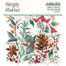 Load image into Gallery viewer, Simple Stories - Bits & Pieces Die-Cuts - 43/Pkg - Floral - Simple Vintage 'Tis The Season. Take your projects to the next level and put the perfect finishing touch with die cut embellishments. Available at Embellish Away located in Bowmanville Ontario Canada.