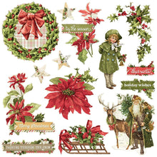 Load image into Gallery viewer, Simple Stories - Chipboard Clusters - Simple Vintage Yuletide. Embellishments can add whimsy, dimension, color and style to greeting cards, scrapbook pages, altered art, mixed media and more. This package has 14 Large Die Cut Chipboard Cluster Pieces. Available at Embellish Away located in Bowmanville Ontario Canada.