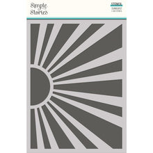 Charger l'image dans la galerie, Simple Stories - Stencil 6"X8" - Retro Summer - Sunburst. This 6x8 inch reusable stencil can be used with your favorite inks, embossing pastes, glitter pastes, texture pastes, paper glazes, paints, sprays, and other crafting mediums. Available at Embellish Away located in Bowmanville Ontario Canada.