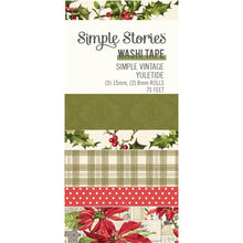 Load image into Gallery viewer, Simple Stories - Washi Tape - 5 Pack - Simple Vintage Yuletide. This package of washi tape features 5 rolls. There are two 8mm wide rolls and three 15mm wide rolls. This tape can be used to decorate journals, planners, envelopes, and cards. Available at Embellish Away located in Bowmanville Ontario Canada.