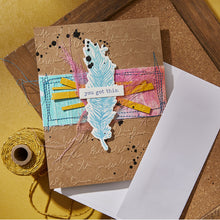 Load image into Gallery viewer, Spellbinder - Embossing Folder - Scribbled Letter. By Dina Wakley. Add a handwritten charm to your projects. At Embellish Away in Bowmanville Ontario Canada. Example by brand ambassador.