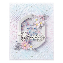 Load image into Gallery viewer, Spellbinders - 3D Emboss & Cut Folder - Luxe Backdrop And Border. Luxe Backdrop and Border 3D Emboss & Cut Folder is a 5.50 x 8.50 in. embossing folder filled with a wonderful ornate design. Available at Embellish Away located in Bowmanville Ontario Canada. Example by brand ambassador.